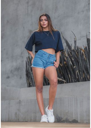 DARK BLUE DENIM HOT SHORT